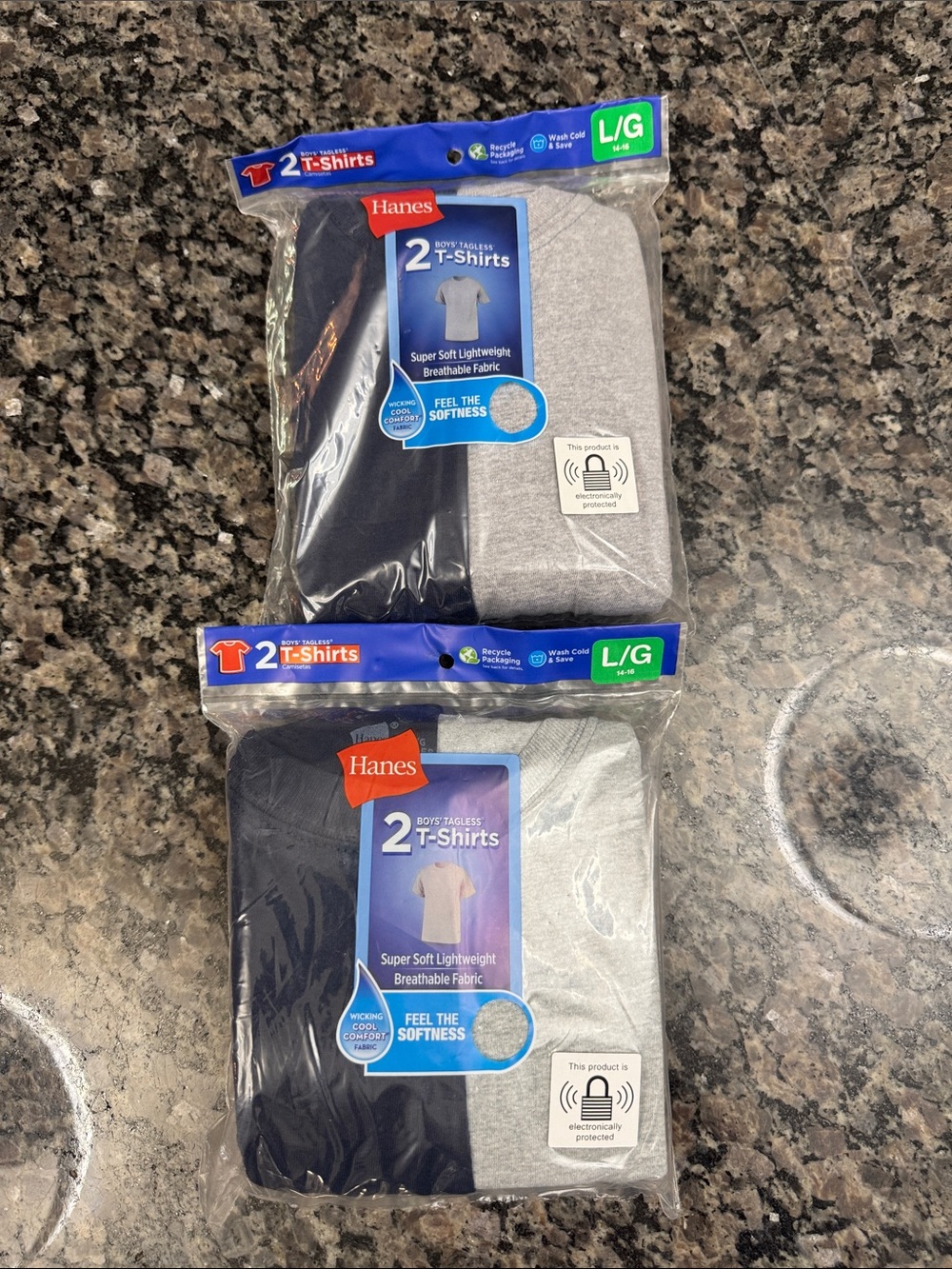 Hanes 2-Pack Crew T-Shirts - Black & Gray set NWT L